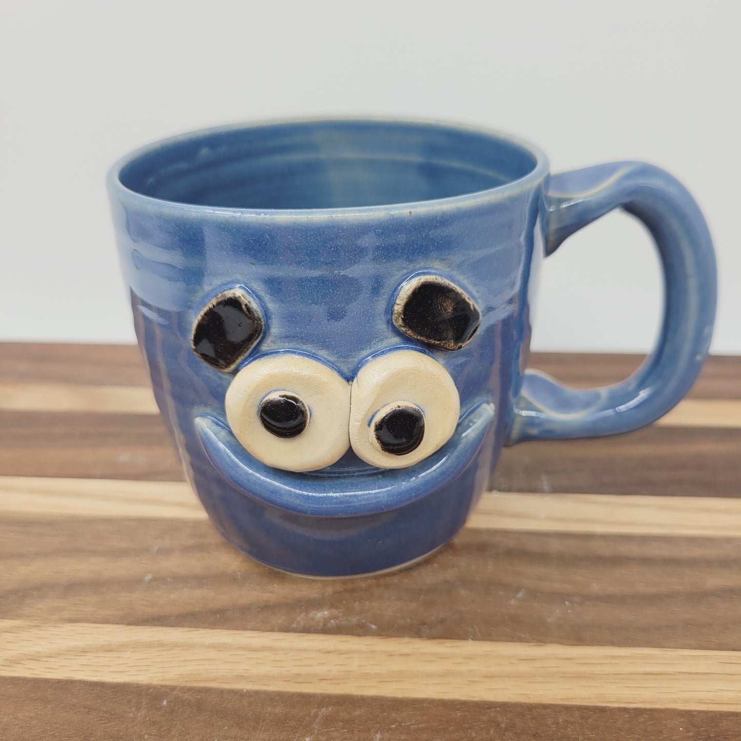 Handmade Coffee Cup | LEFTY | Funny Father Gift Idea for New Dad | Blue Pottery Mug for Him