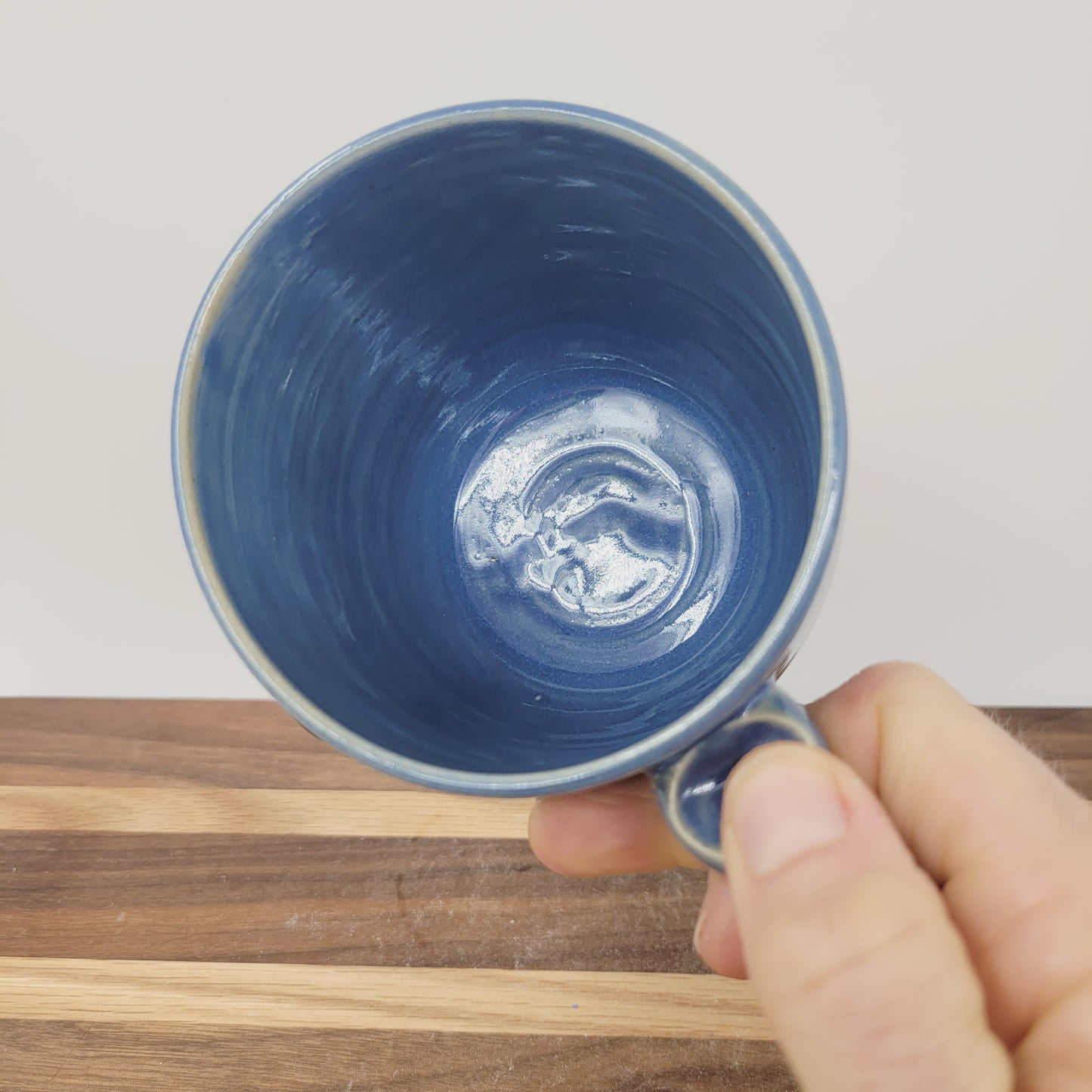 Handmade Coffee Cup | LEFTY | Funny Father Gift Idea for New Dad | Blue Pottery Mug for Him