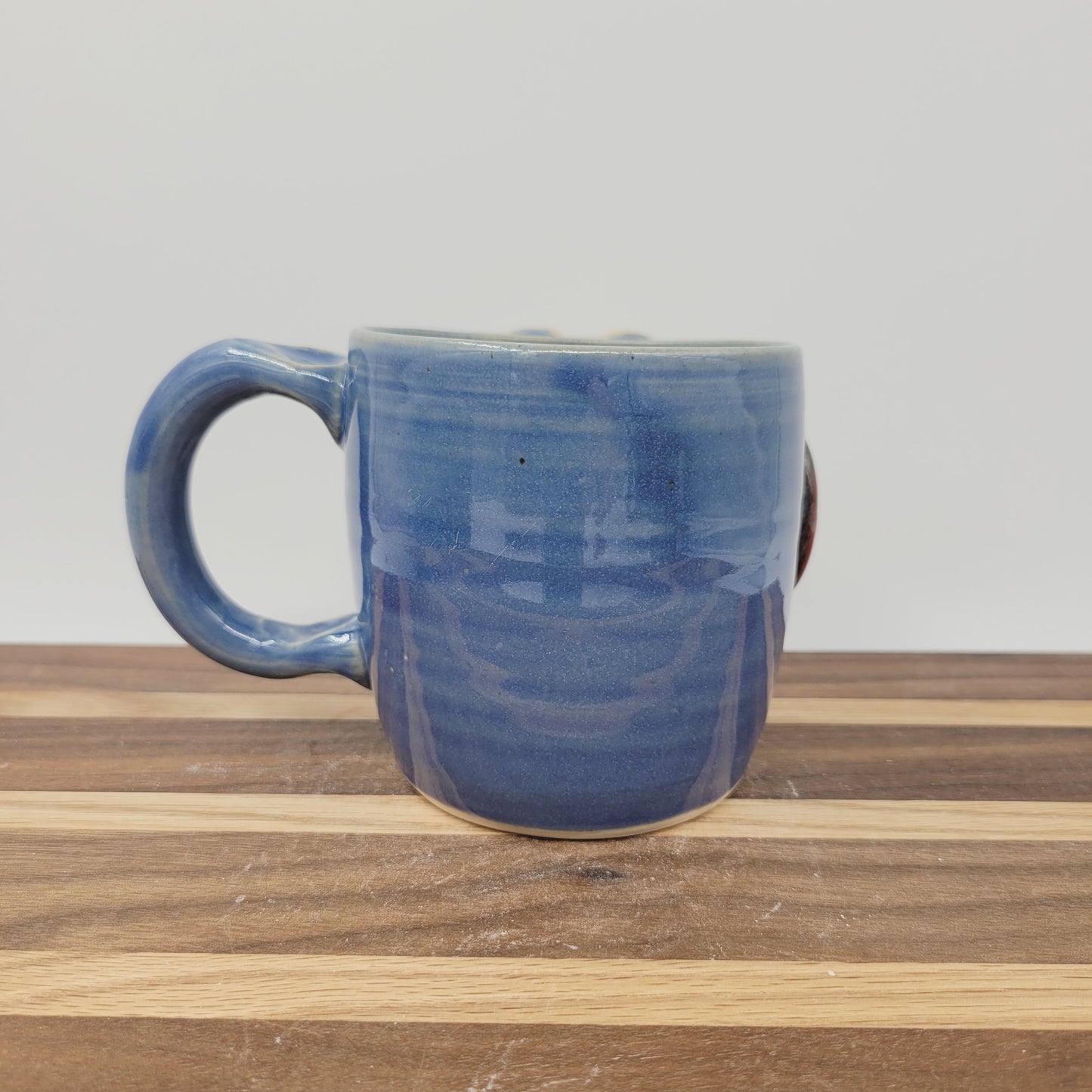 Funny Smiley Face Mug | LEFT-HANDED Handmade Pottery Coffee Cups | Fun Gifts for Men Dad Husband | Ceramic Stoneware | Blue