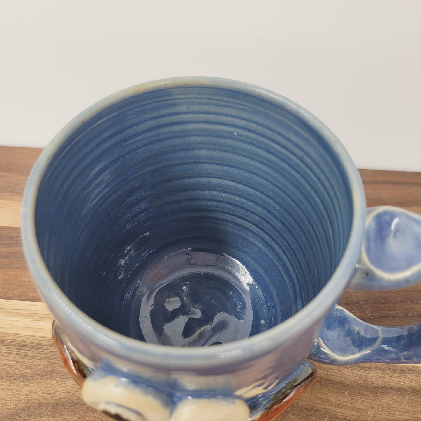 MONDAY Morning Mug | LEFT-HANDED | Funny Face Coffee Cup | Blue | Unique Handmade Stoneware Pottery