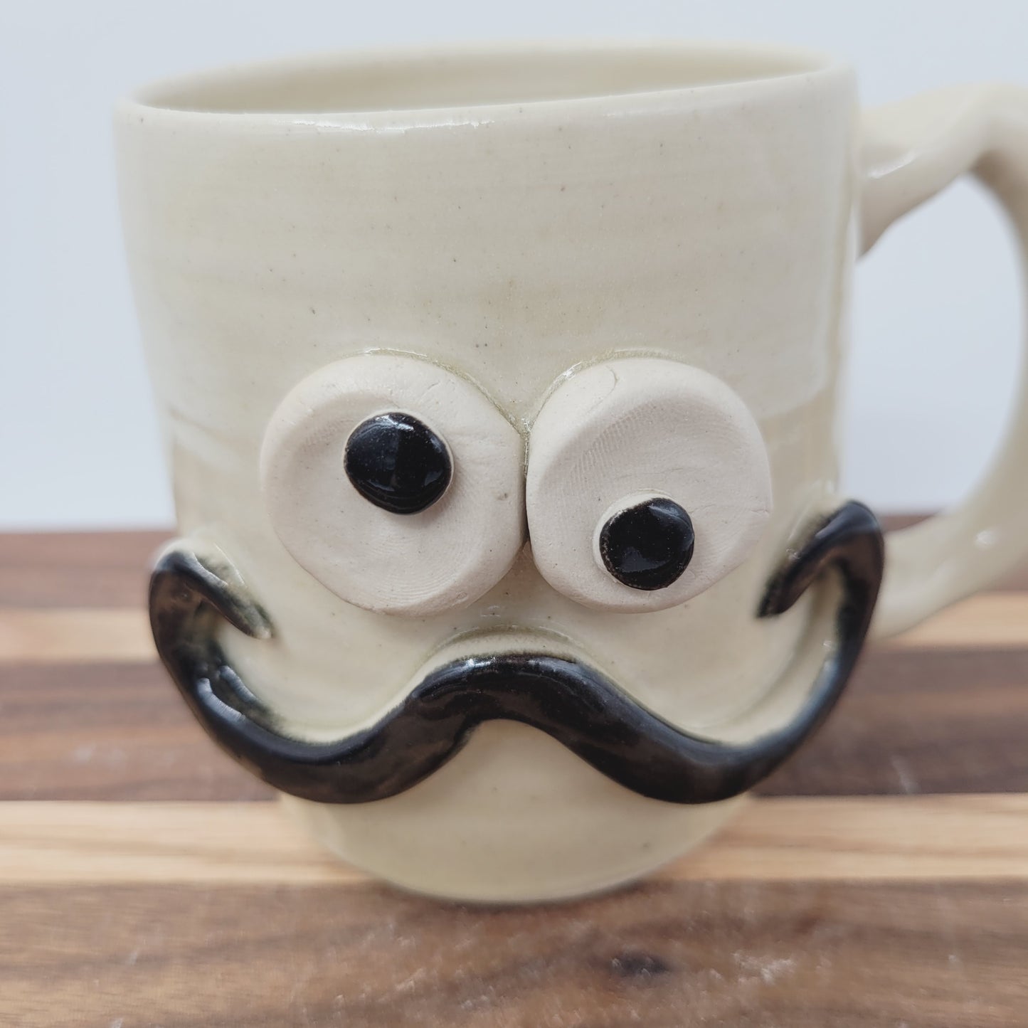 Coffee Cup | LEFTY | Handlebar Mustache Mug Stoneware Clay Pottery | Funny Father's Day Gift