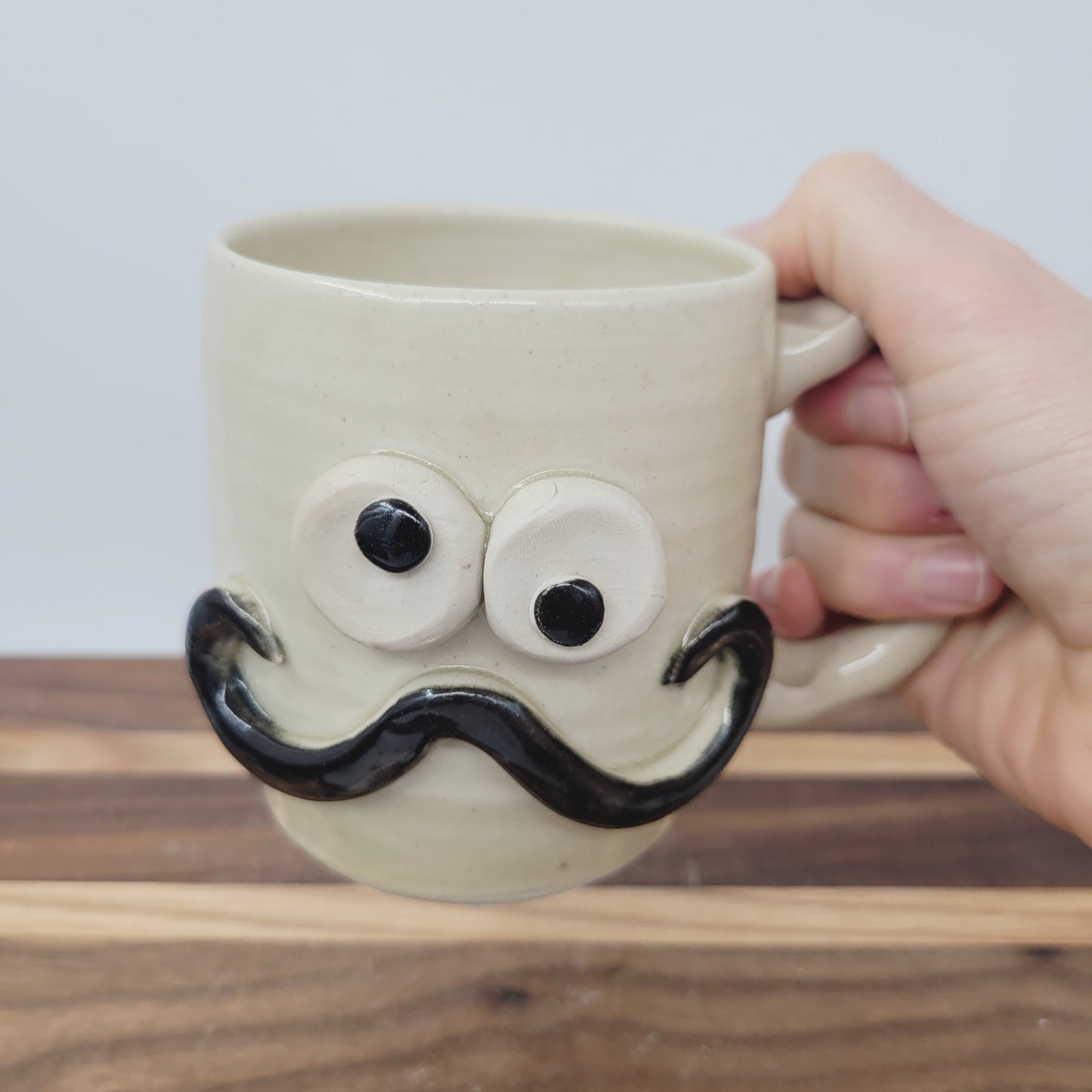 Coffee Cup | LEFTY | Handlebar Mustache Mug Stoneware Clay Pottery | Funny Father's Day Gift