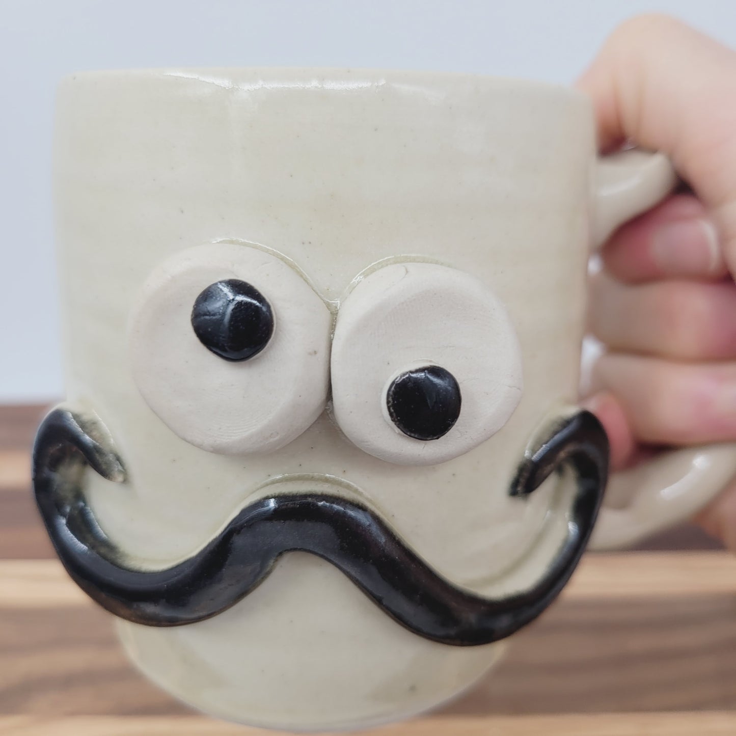 Coffee Cup | LEFTY | Handlebar Mustache Mug Stoneware Clay Pottery | Funny Father's Day Gift