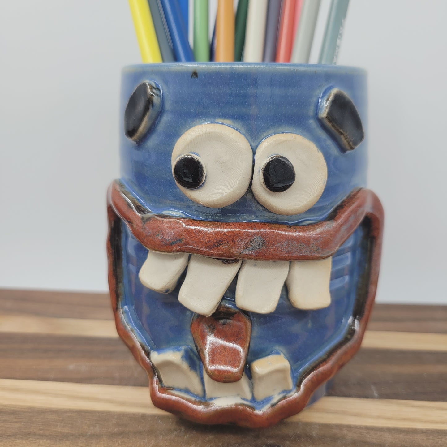 Toothbrush Holder | Pencil or Pen Cup | Desktop Organizer | Handmade Smiley Face Tumbler