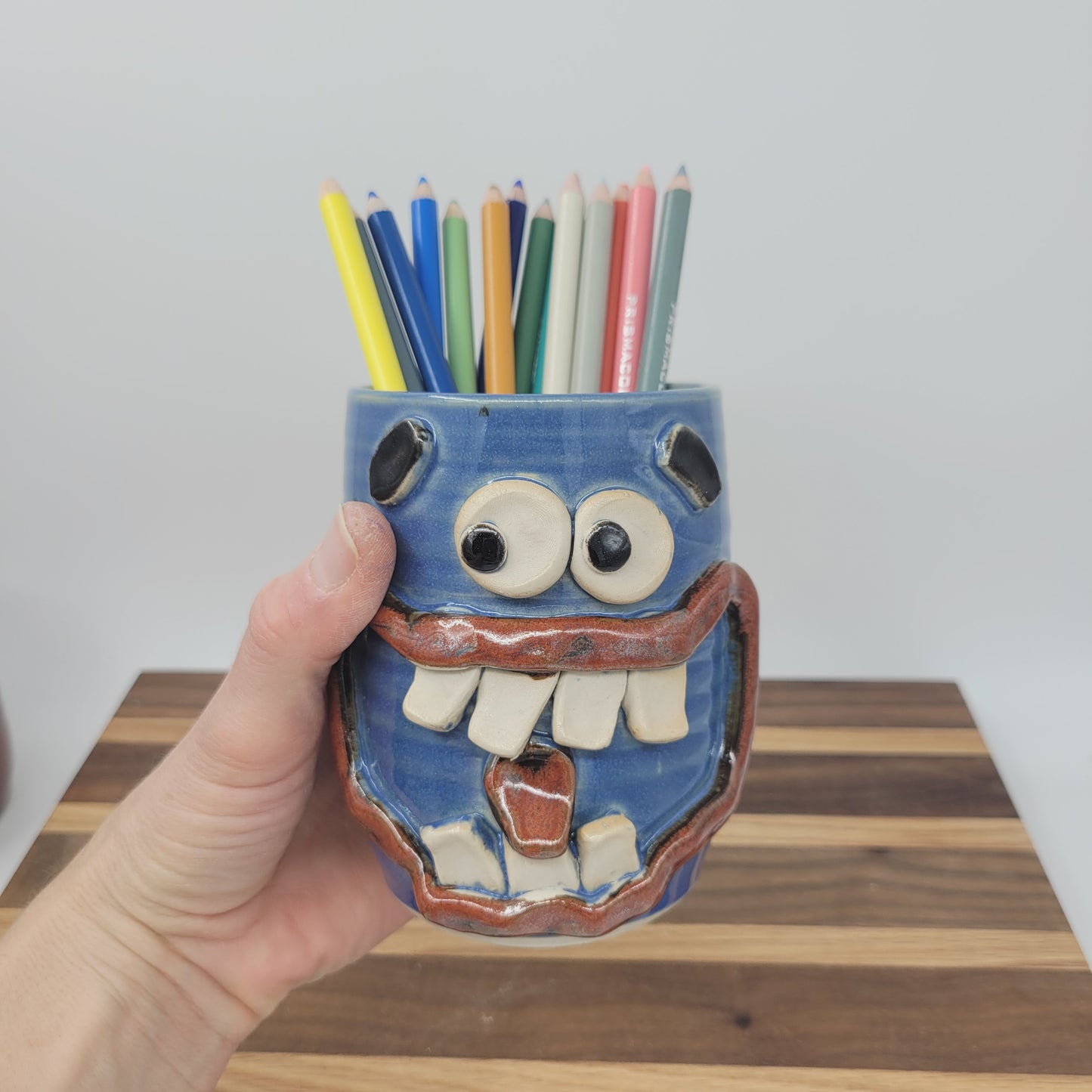 Toothbrush Holder | Pencil or Pen Cup | Desktop Organizer | Handmade Smiley Face Tumbler