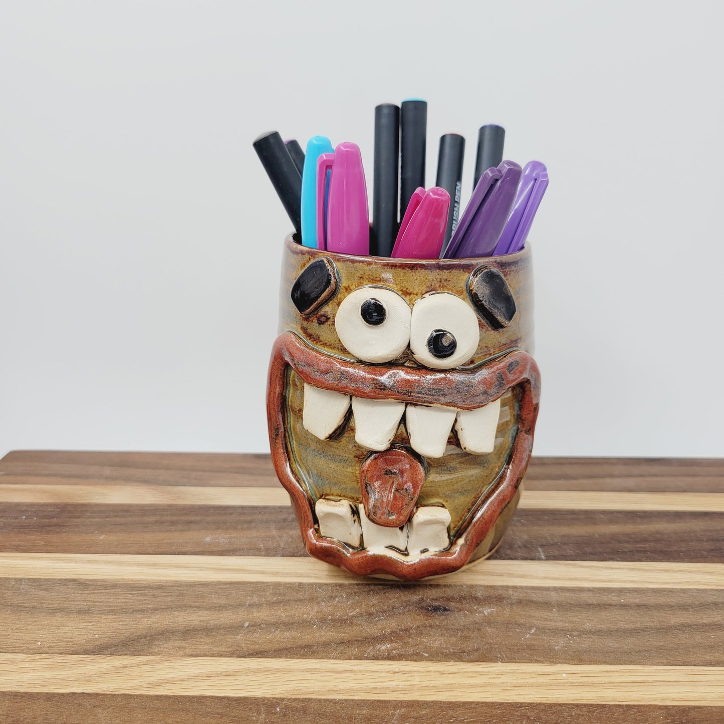 Toothbrush Holder | Pencil or Pen Cup | Desktop Organizer | Handmade Smiley Face Tumbler