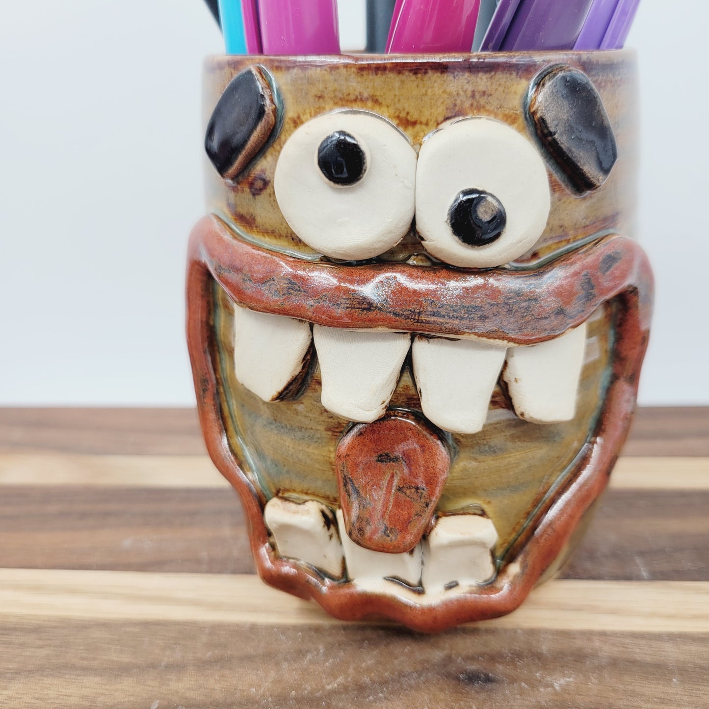 Toothbrush Holder | Pencil or Pen Cup | Desktop Organizer | Handmade Smiley Face Tumbler