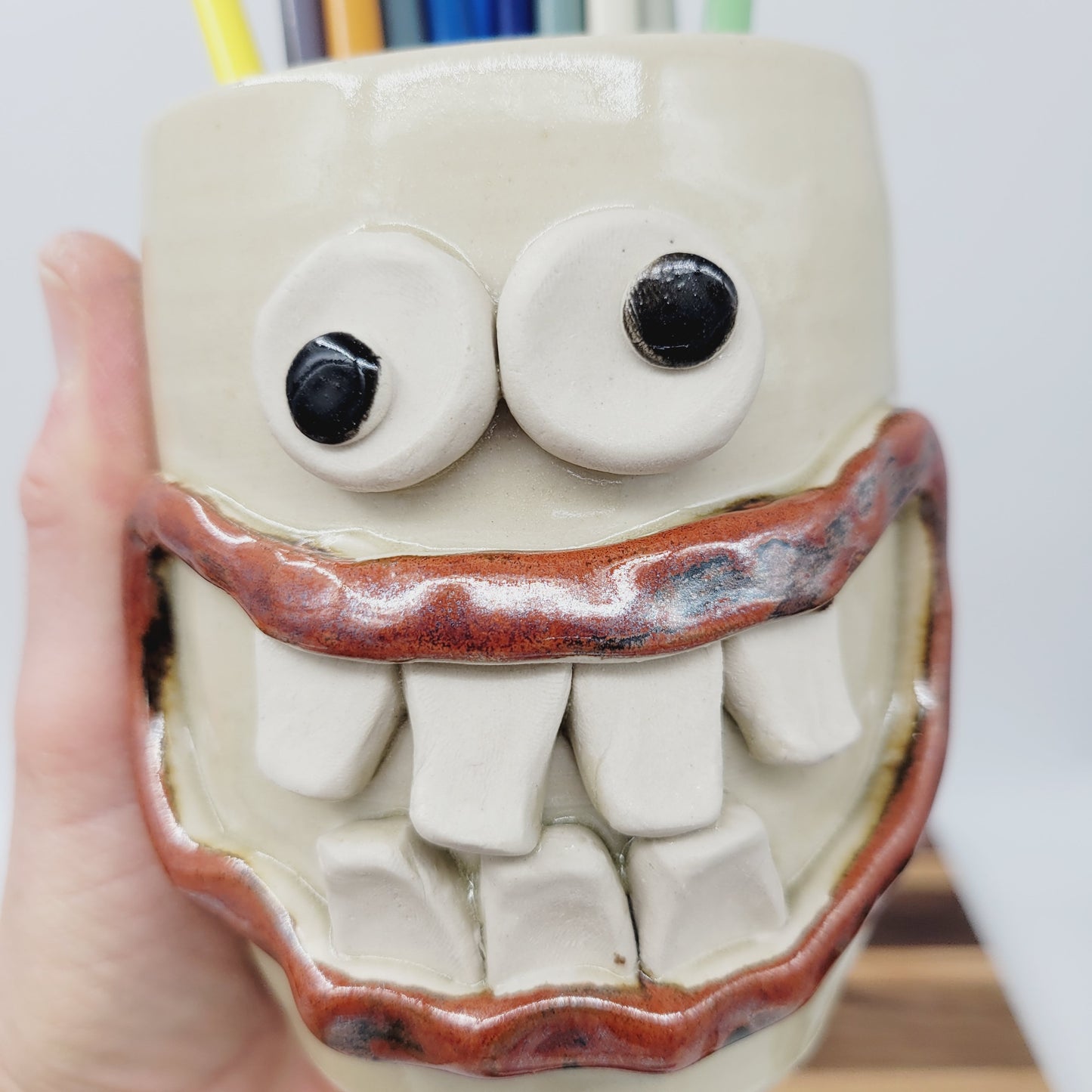 Toothbrush Holder | Pencil or Pen Cup | Desktop Organizer | Smiley Face Tumbler | Unique Gifts for the Home
