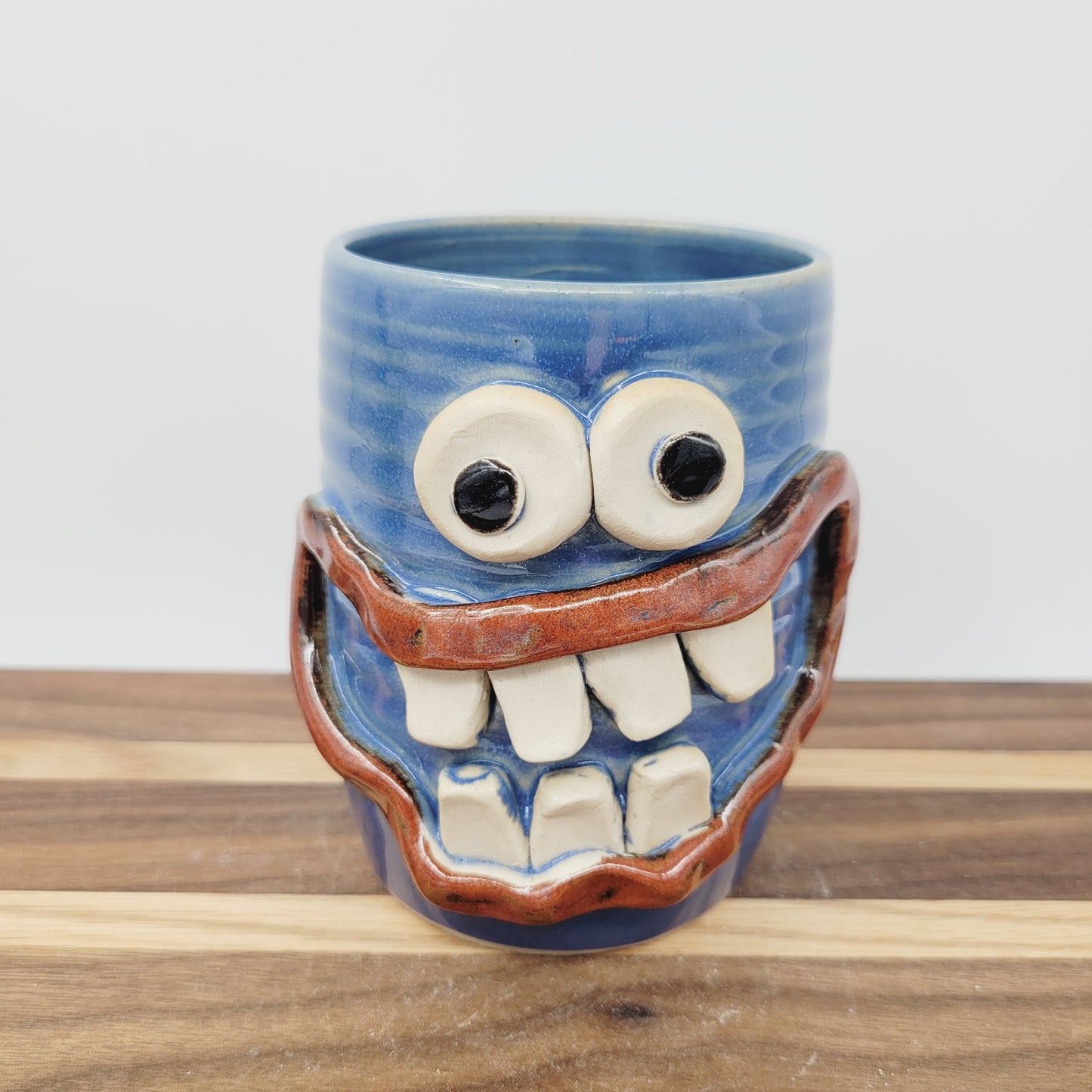 Toothbrush Holder | Pencil or Pen Cup | Desktop Organizer | Smiley Face | Blue | Gift for Dad