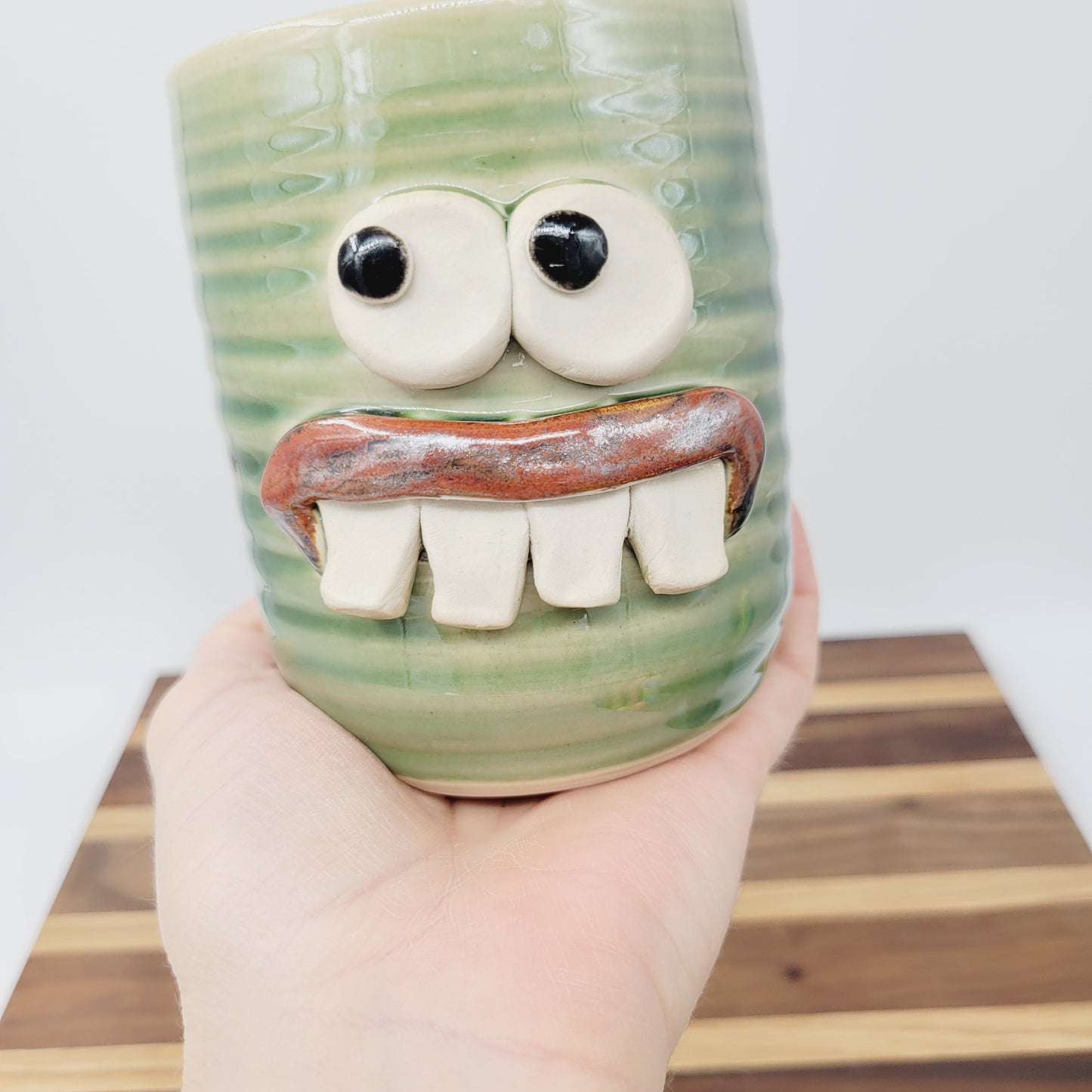 Toothbrush Holder | Pencil or Pen Cup | Desktop Organizer | Handmade Stoneware Pottery Smiley Face