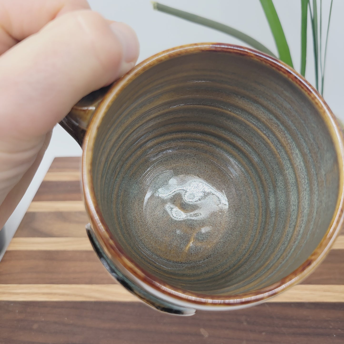 Do Not Let Your Hearts Be Troubled | Comforting Christian Coffee Cup | Bible Verse Mugs | Stoneware Pottery | Caramel Blue Brown