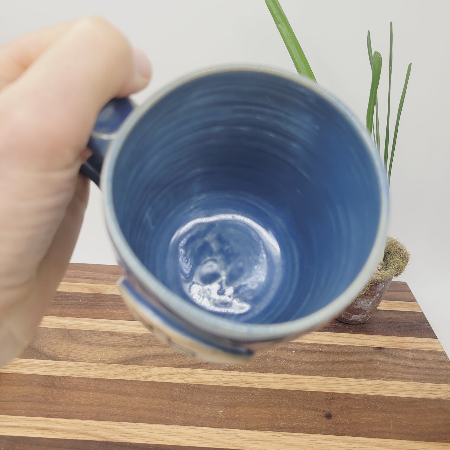 He Is Risen! Easter Mug | Handmade Pottery | Christian Coffee Cup | Blue