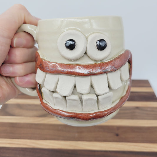 Super Happy Ug Chug Smiley Face Mug | Funny Coffee Cup | Handmade Stoneware Pottery