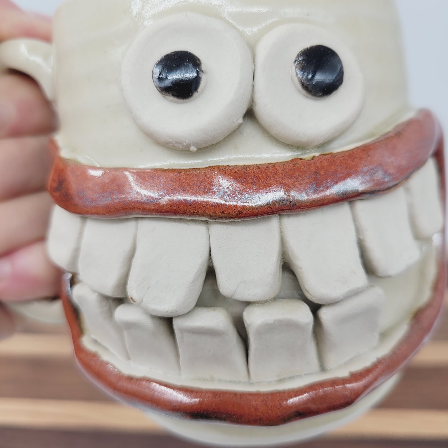 Super Happy Ug Chug Smiley Face Mug | Funny Coffee Cup | Handmade Stoneware Pottery