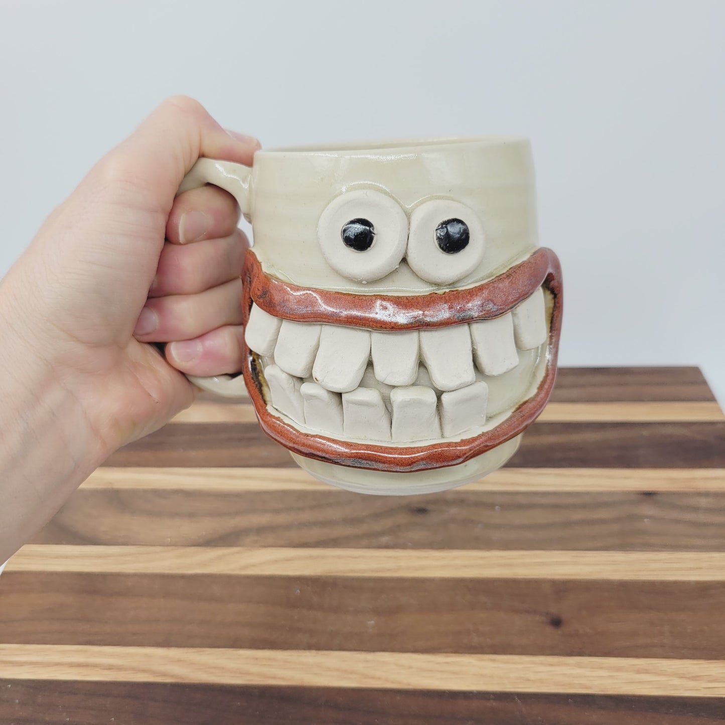 Super Happy Ug Chug Smiley Face Mug | Funny Coffee Cup | Handmade Stoneware Pottery