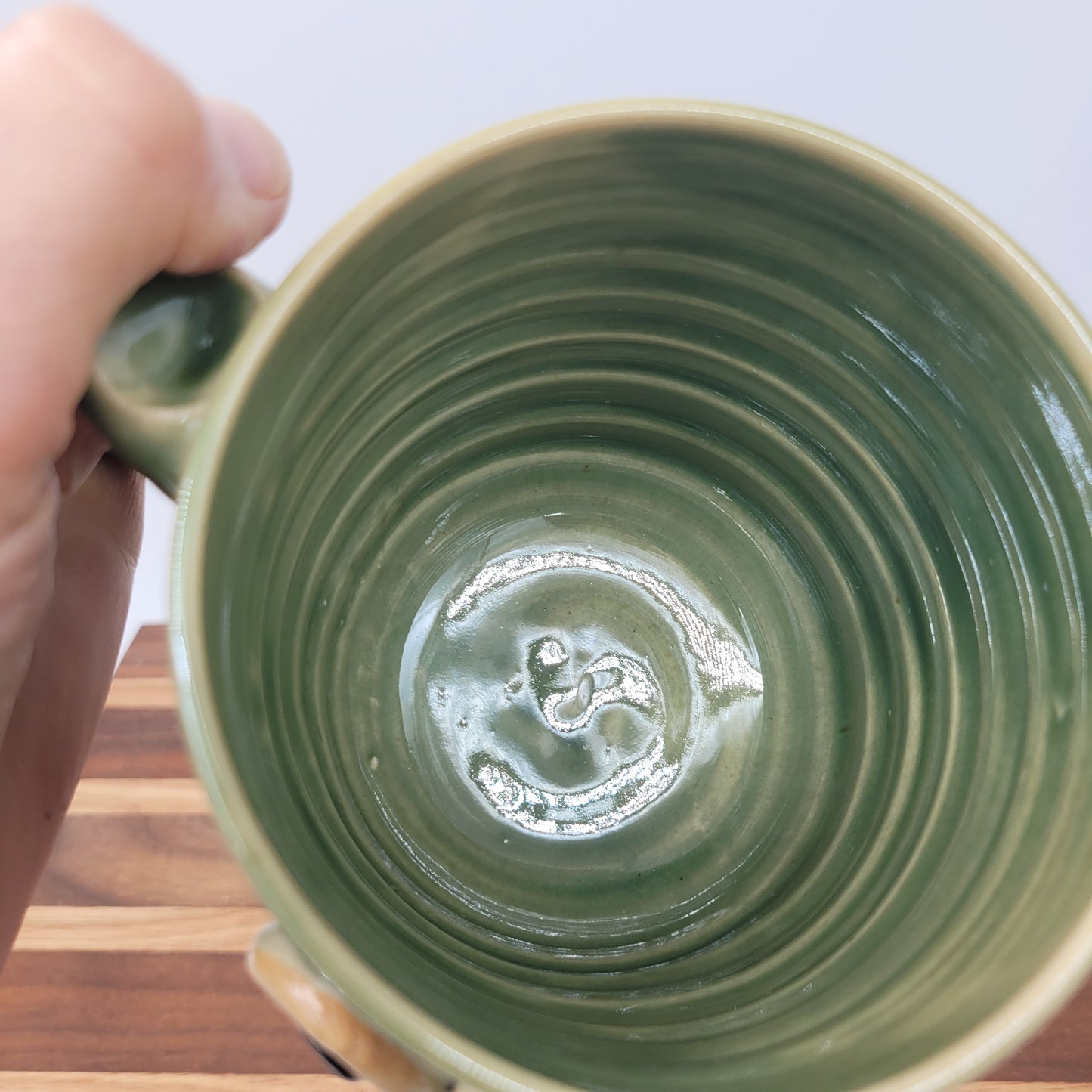 Bushy Mustache Mug | Ceramic Stoneware Pottery Coffee Cup | Microwave Dishwasher Safe | Green