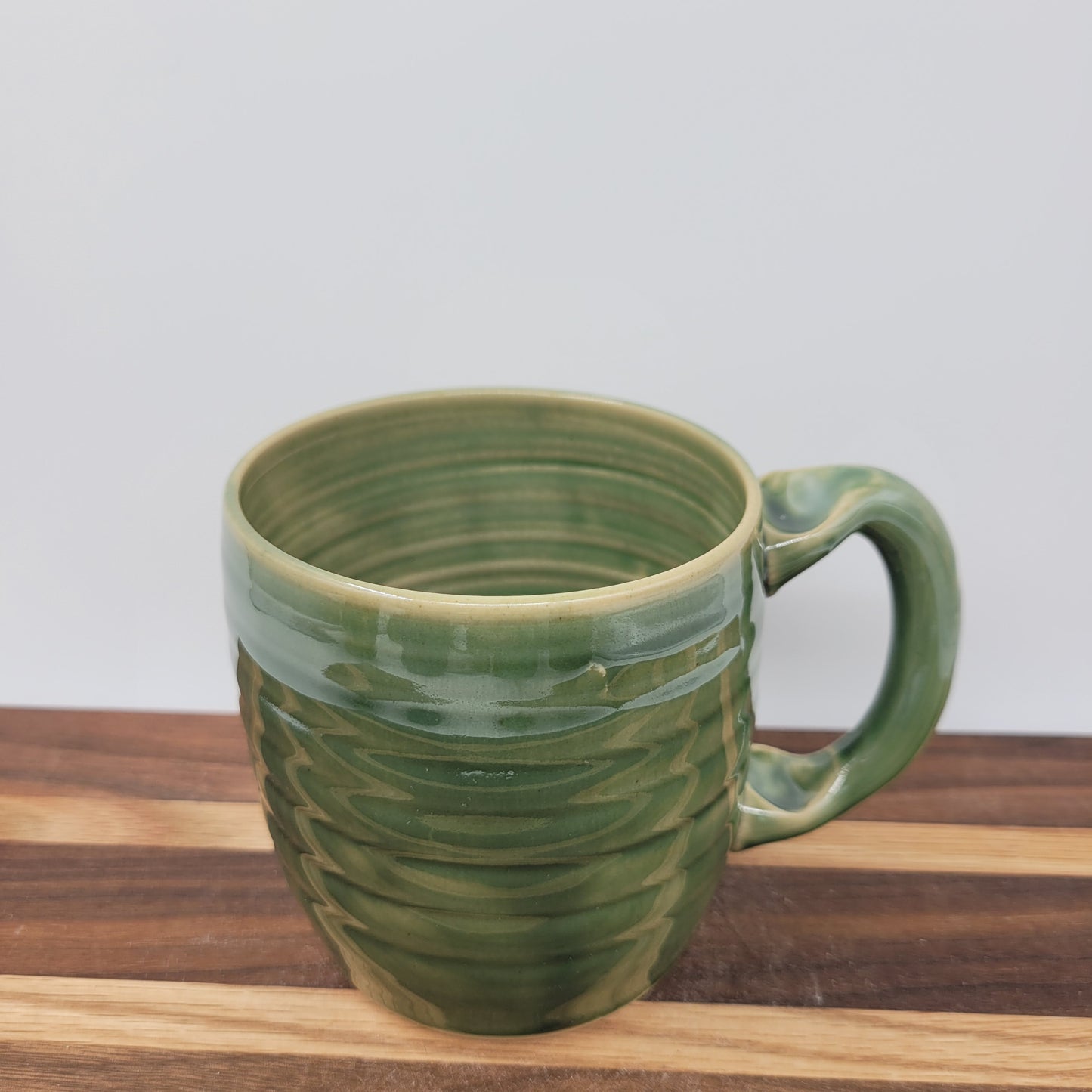 Bushy Mustache Mug | Ceramic Stoneware Pottery Coffee Cup | Microwave Dishwasher Safe | Green