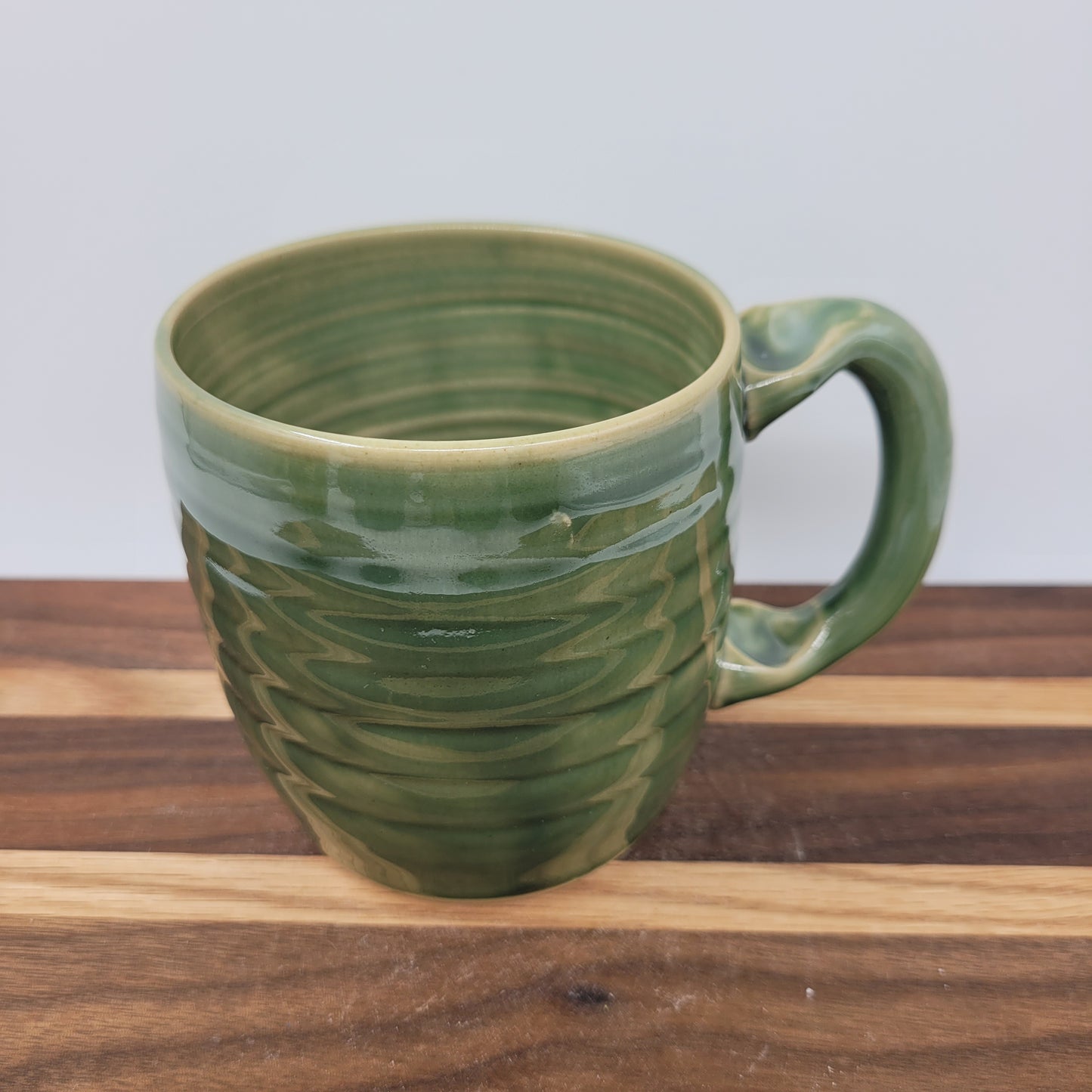 Bushy Mustache Mug | Ceramic Stoneware Pottery Coffee Cup | Microwave Dishwasher Safe | Green