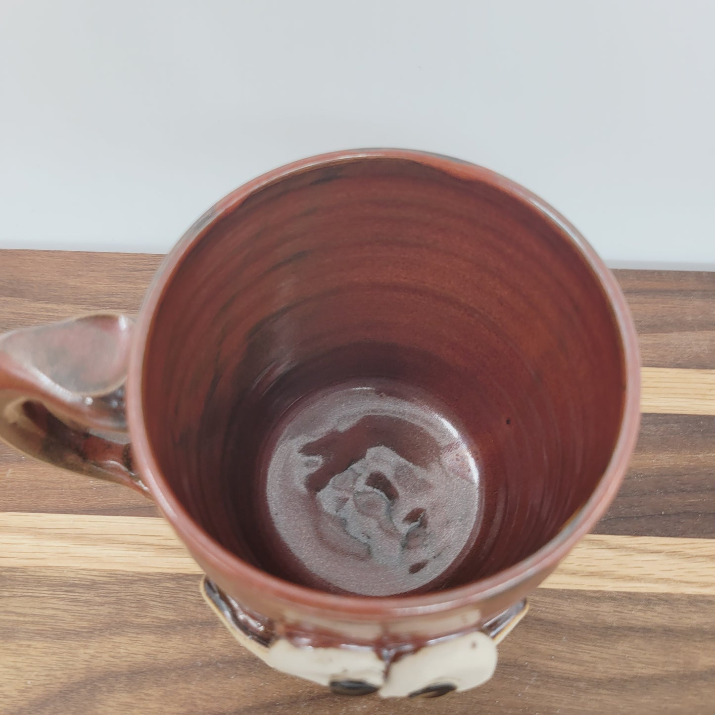 Ceramic Coffee Cup in Rustic Red Brown | UG CHUG Funny Face Mug | Handmade Stoneware Pottery