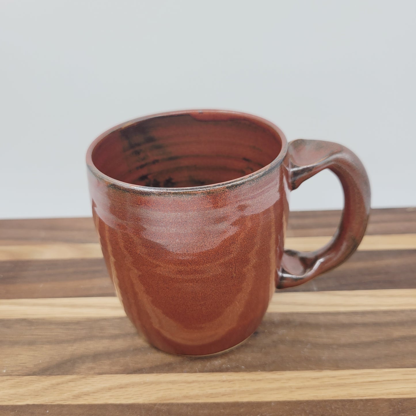 Ceramic Coffee Cup in Rustic Red Brown | UG CHUG Funny Face Mug | Handmade Stoneware Pottery