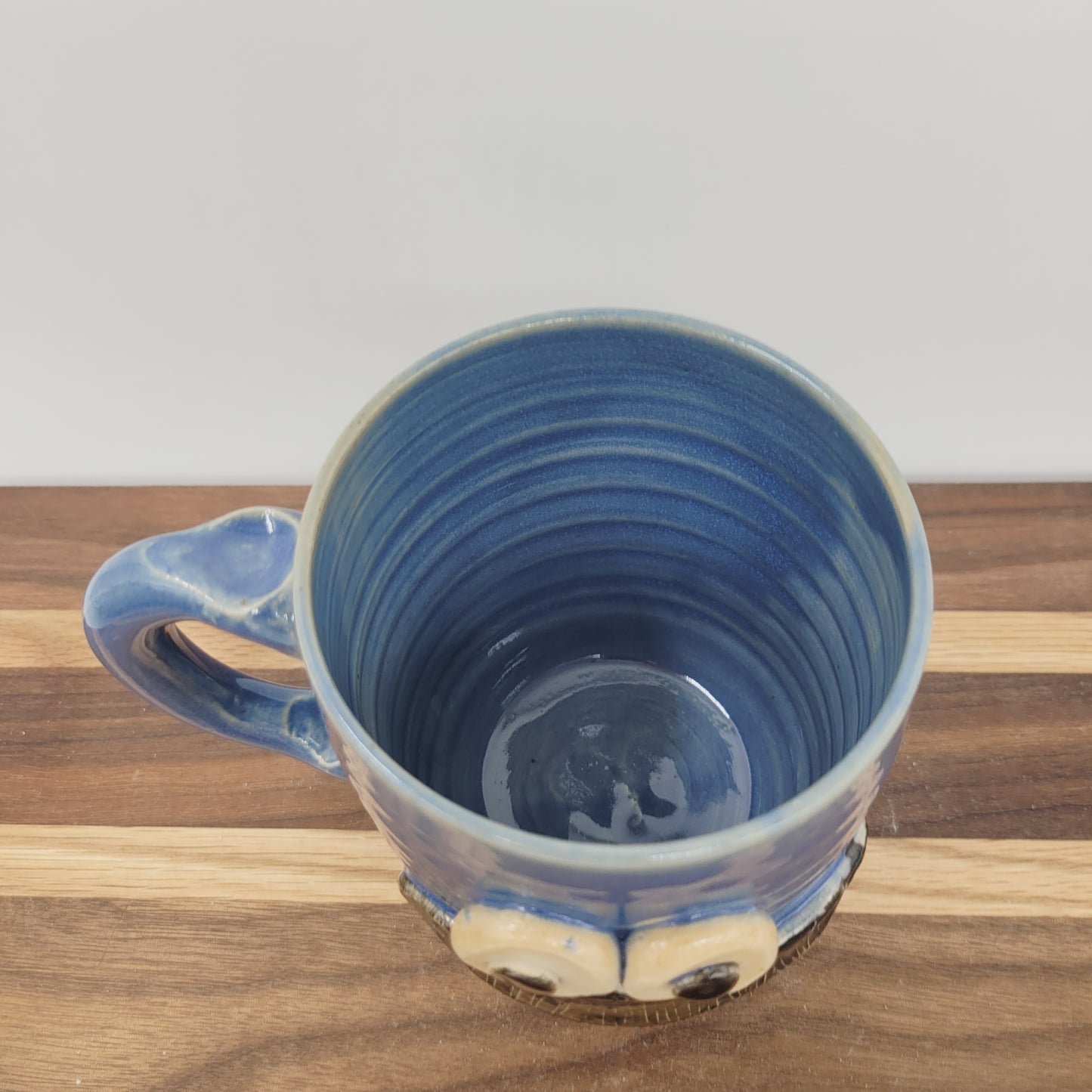 Bushy Mustache Mug | Ceramic Stoneware Pottery Coffee Cup | Microwave Dishwasher Safe | Blue