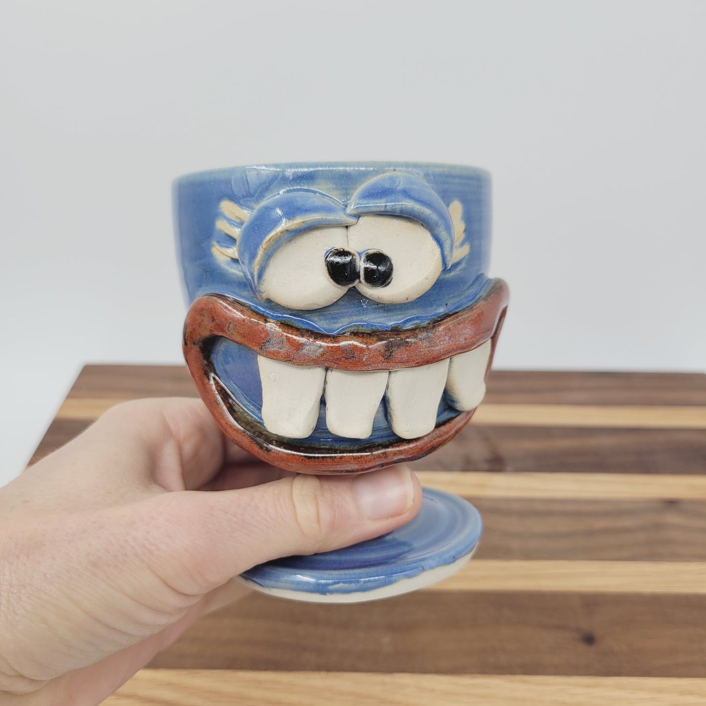 Woman's Wine Glass | Handmade Ceramic Short-stemmed Face Goblet | Weekend Relaxing Gift
