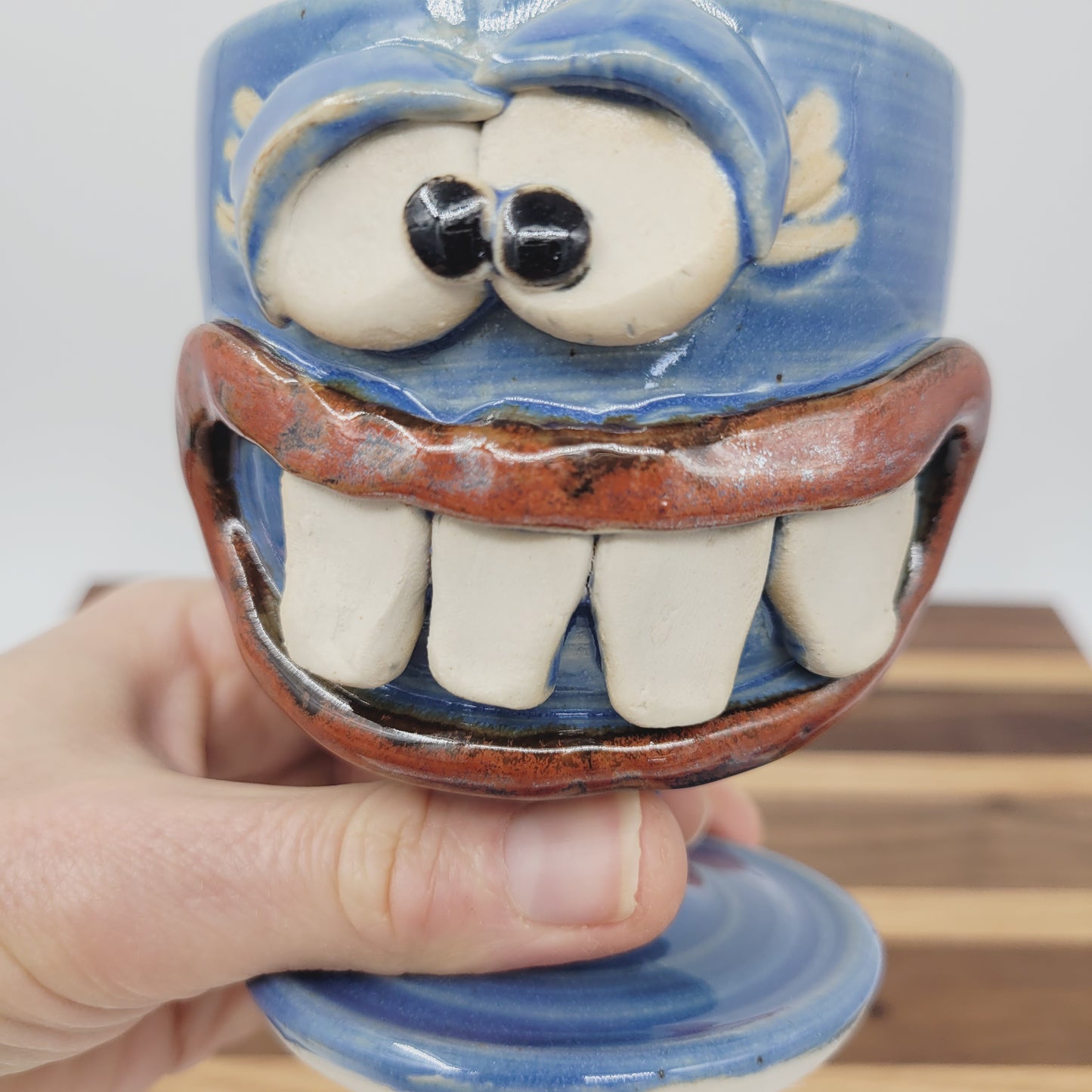 Woman's Wine Glass | Handmade Ceramic Short-stemmed Face Goblet | Weekend Relaxing Gift