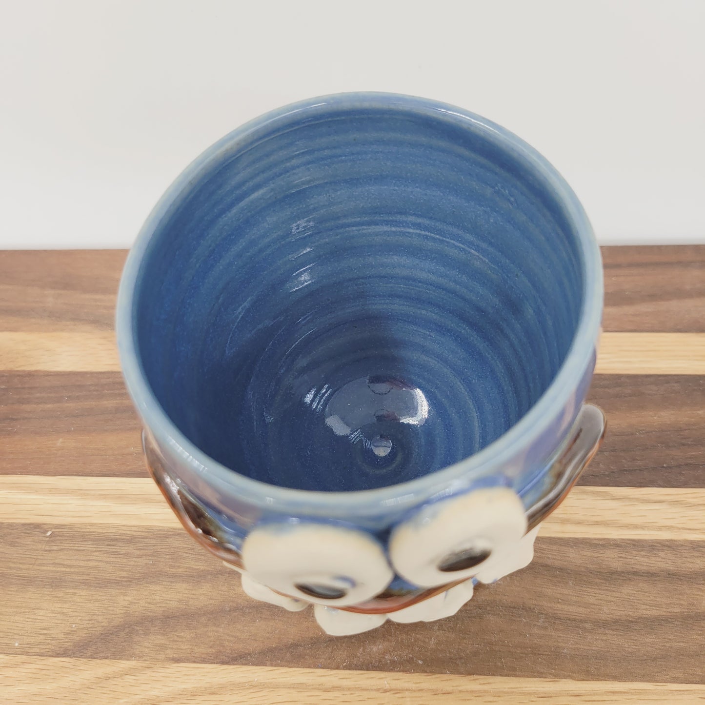 Wine Glass | Funny Face Pottery Short-stemmed Goblet | Blue