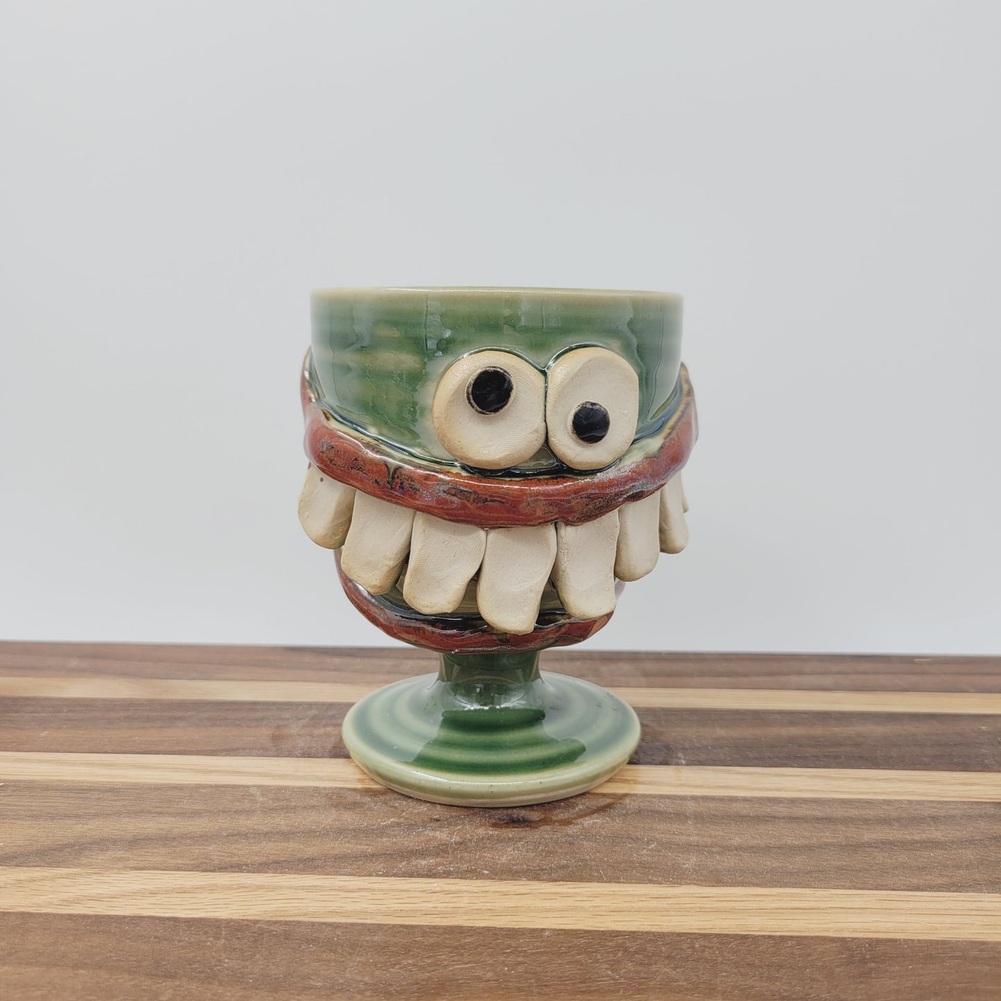 Man's Wine or Whiskey Glass | Funny Face Pottery Short-stemmed Goblet | Gifts for Him