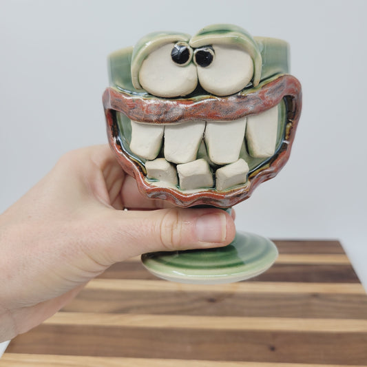 Wine Glass | Unique Handmade Face Pottery Short-stemmed Goblet | Funny Gifts