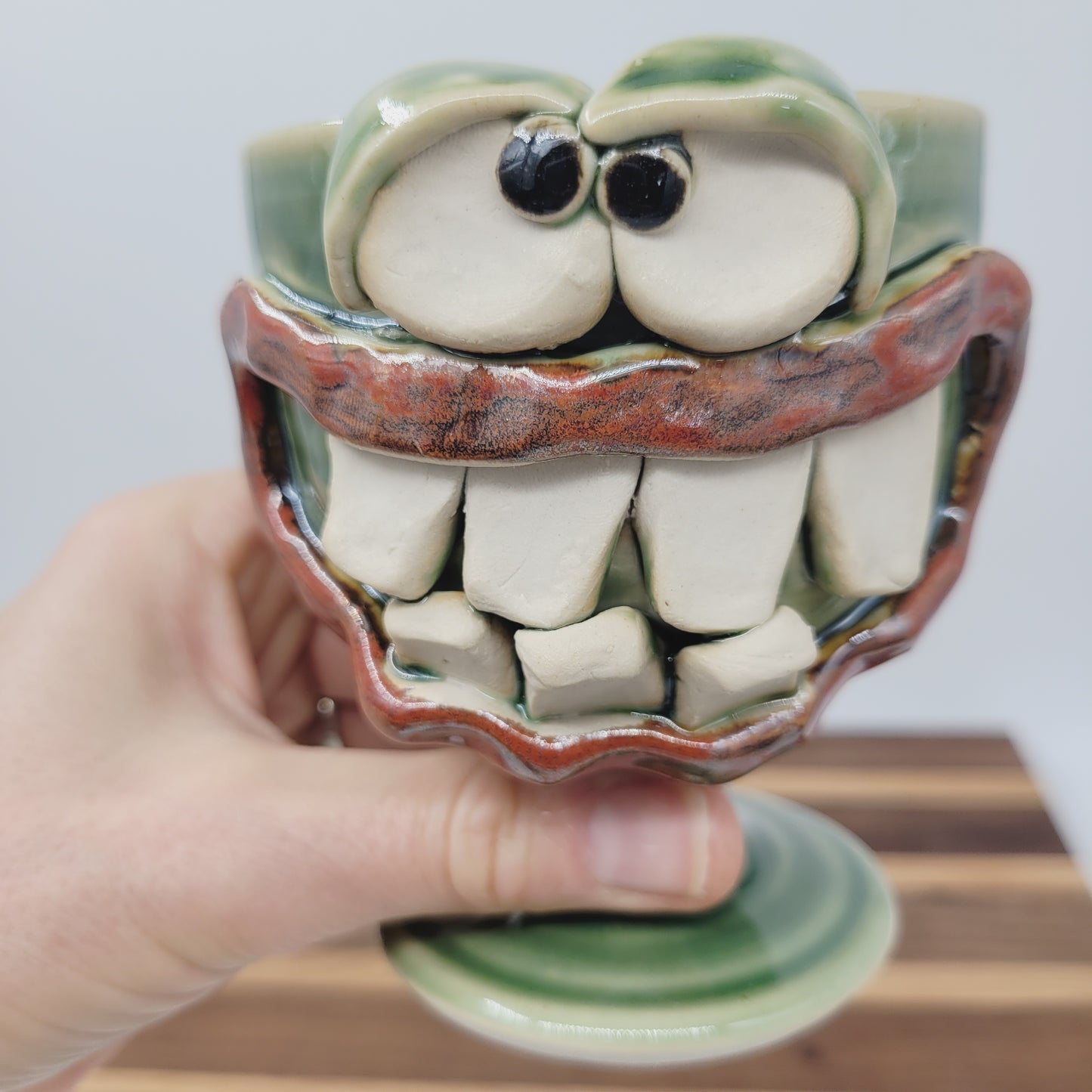 Wine Glass | Unique Handmade Face Pottery Short-stemmed Goblet | Funny Gifts