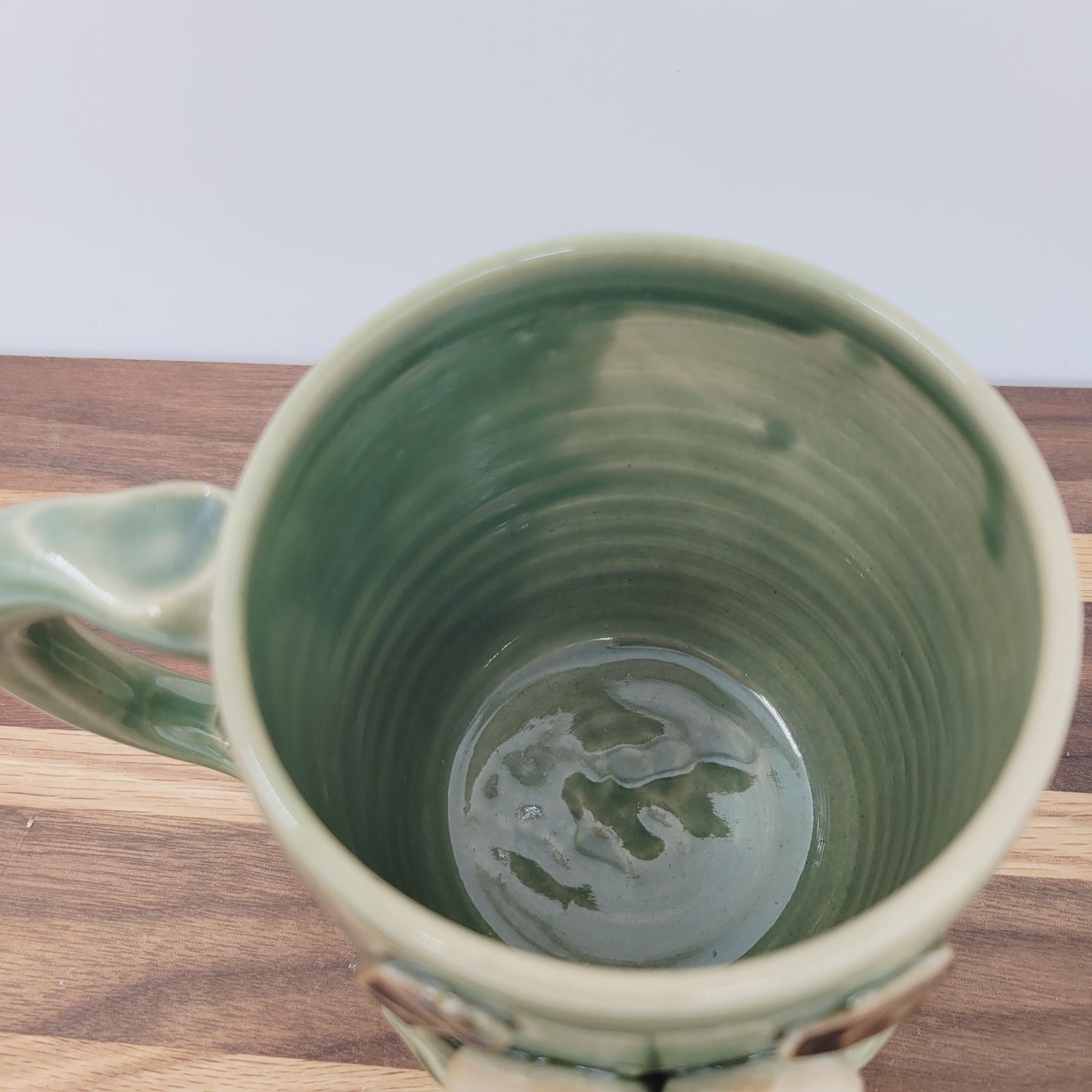 Smiley Face Coffee Cup in Green | Handmade Stoneware Pottery Mug | Funny Gifts for Dad
