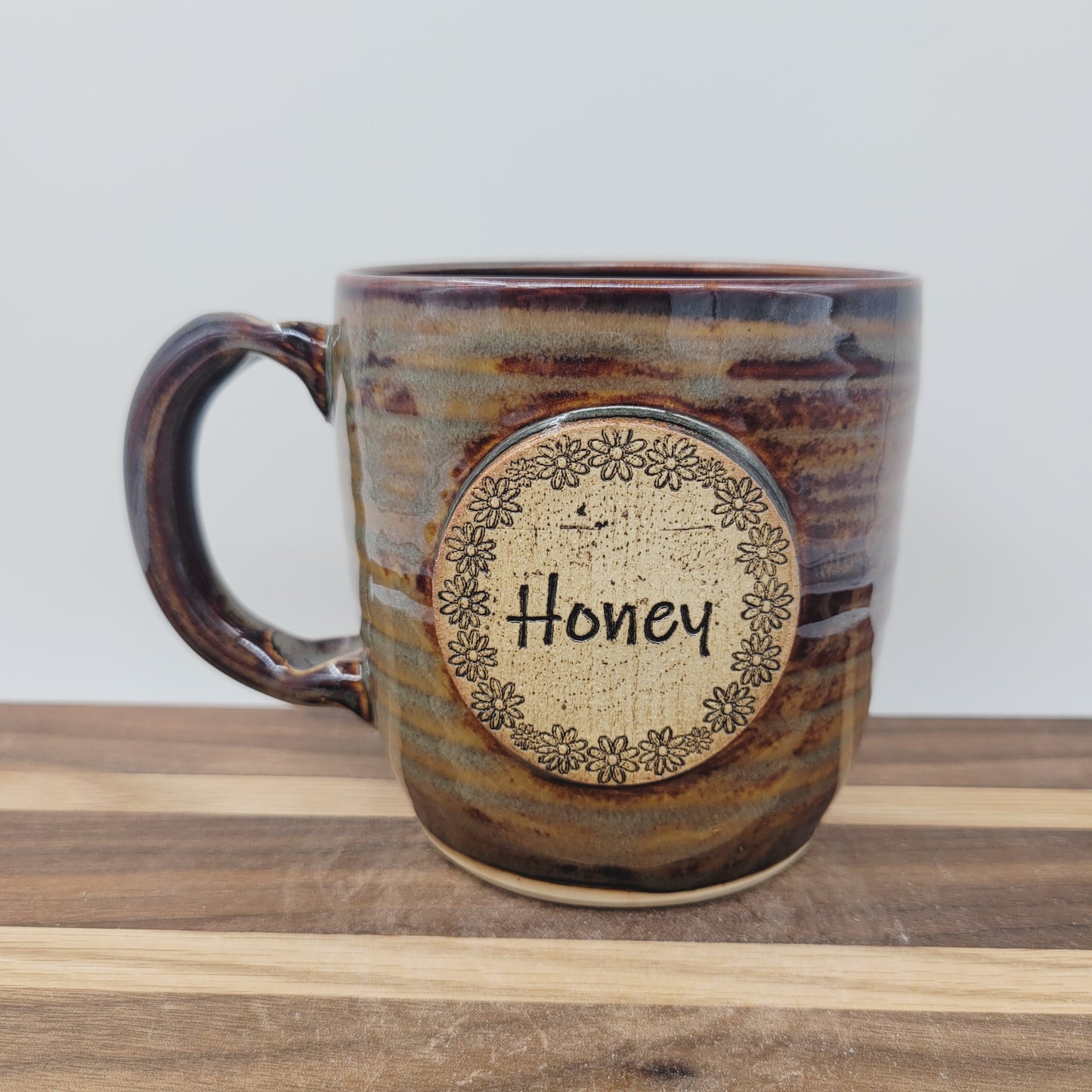 Honey Mug with Daisy Border | Coffee Cups for Special Person | Handmade Stoneware Pottery | Mother's Day Gift