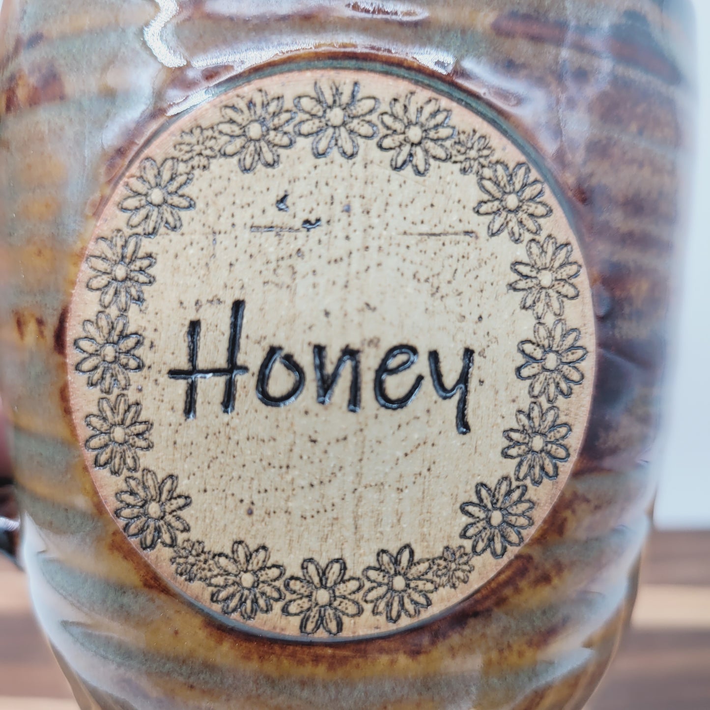 Honey Mug with Daisy Border | Coffee Cups for Special Person | Handmade Stoneware Pottery | Mother's Day Gift