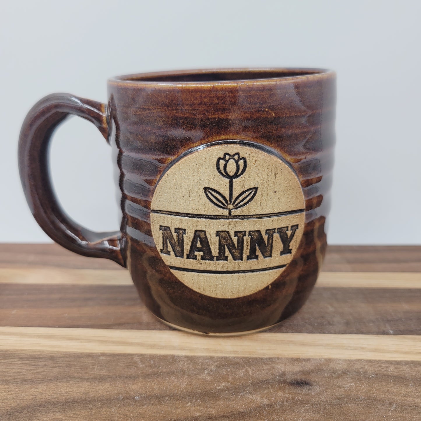 Nanny Mug | Handmade Stoneware Pottery Coffee Cup | Flower-themed Gifts for Grandma