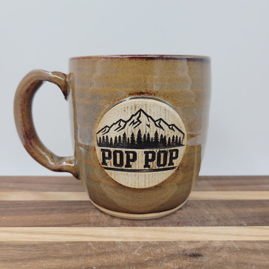 Pop Pop Mug | Handmade Stoneware Pottery | Coffee Cup Gifts for Grandparent | Rustic Gift for Him