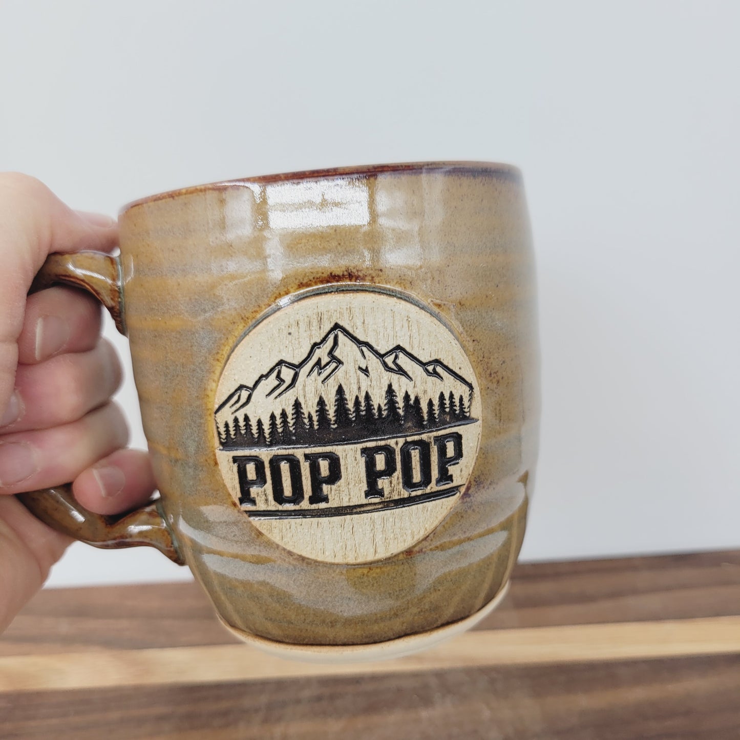 Pop Pop Mug | Handmade Stoneware Pottery | Coffee Cup Gifts for Grandparent | Rustic Gift for Him