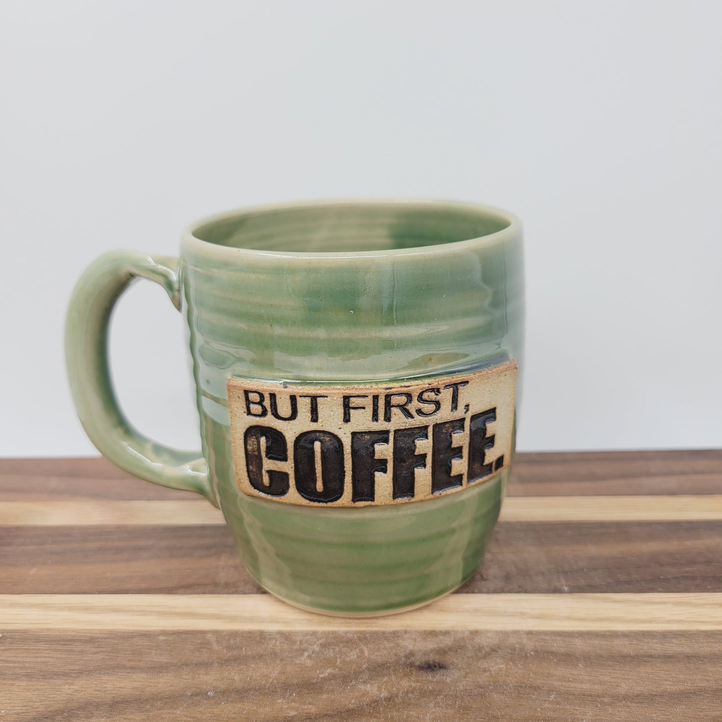 But First Coffee Mug | Large 16 Ounce Coffee Cup | Handmade Stoneware Pottery | Coffee Drinker Gift