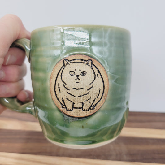 Fat Cat Coffee Cup | Stoneware Pottery Mug | Gift for Cat Lover