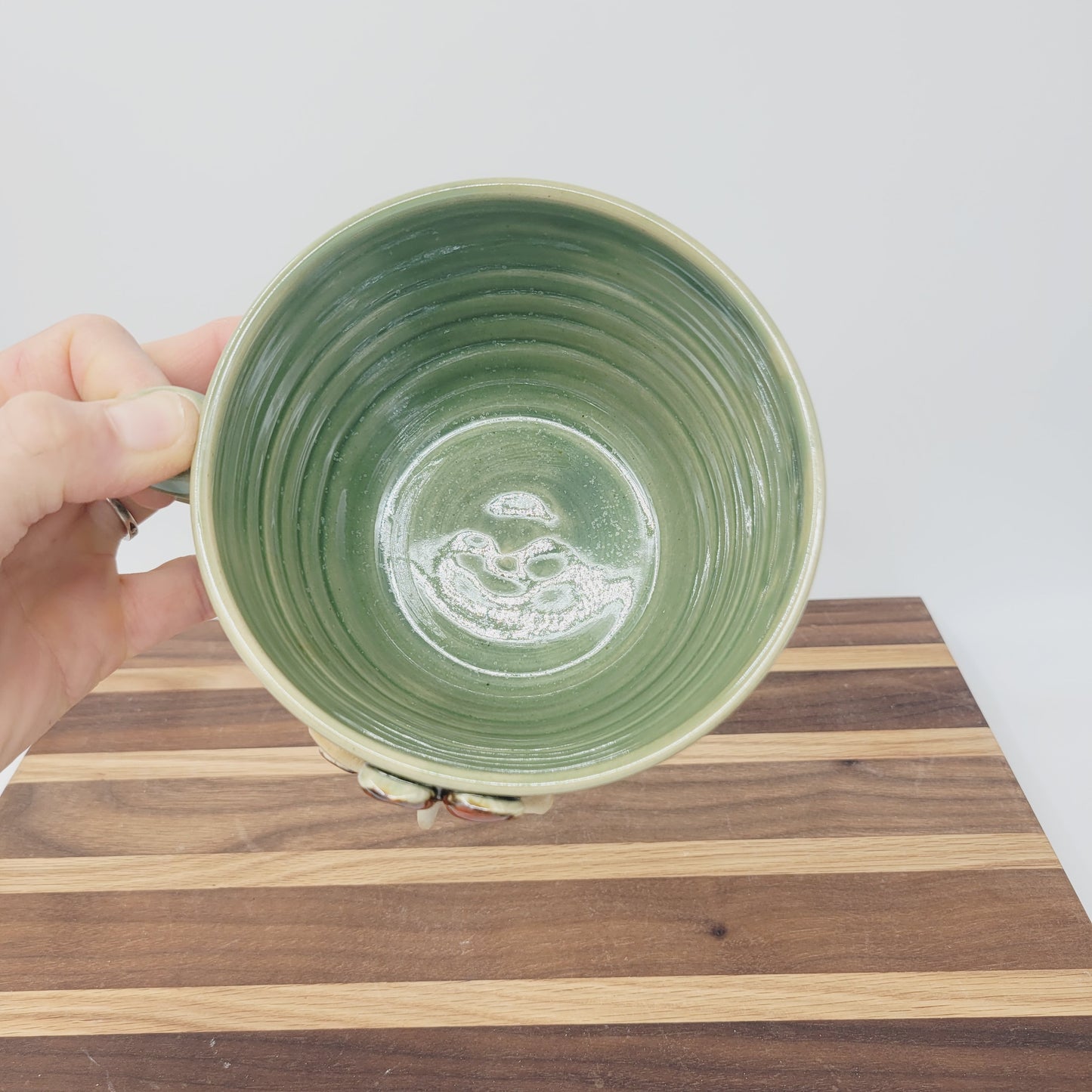 Farmhouse Rooster Soup Mug | Chicken Collector Bowl with Handle | Handmade Stoneware Clay Pottery | Green | Nelson Studio Ug Chug