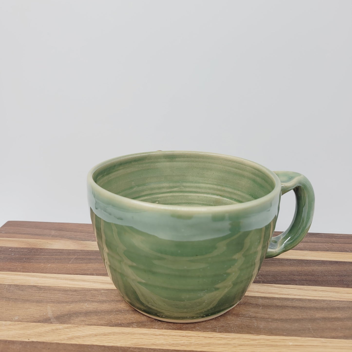 Farmhouse Rooster Soup Mug | Chicken Collector Bowl with Handle | Handmade Stoneware Clay Pottery | Green | Nelson Studio Ug Chug