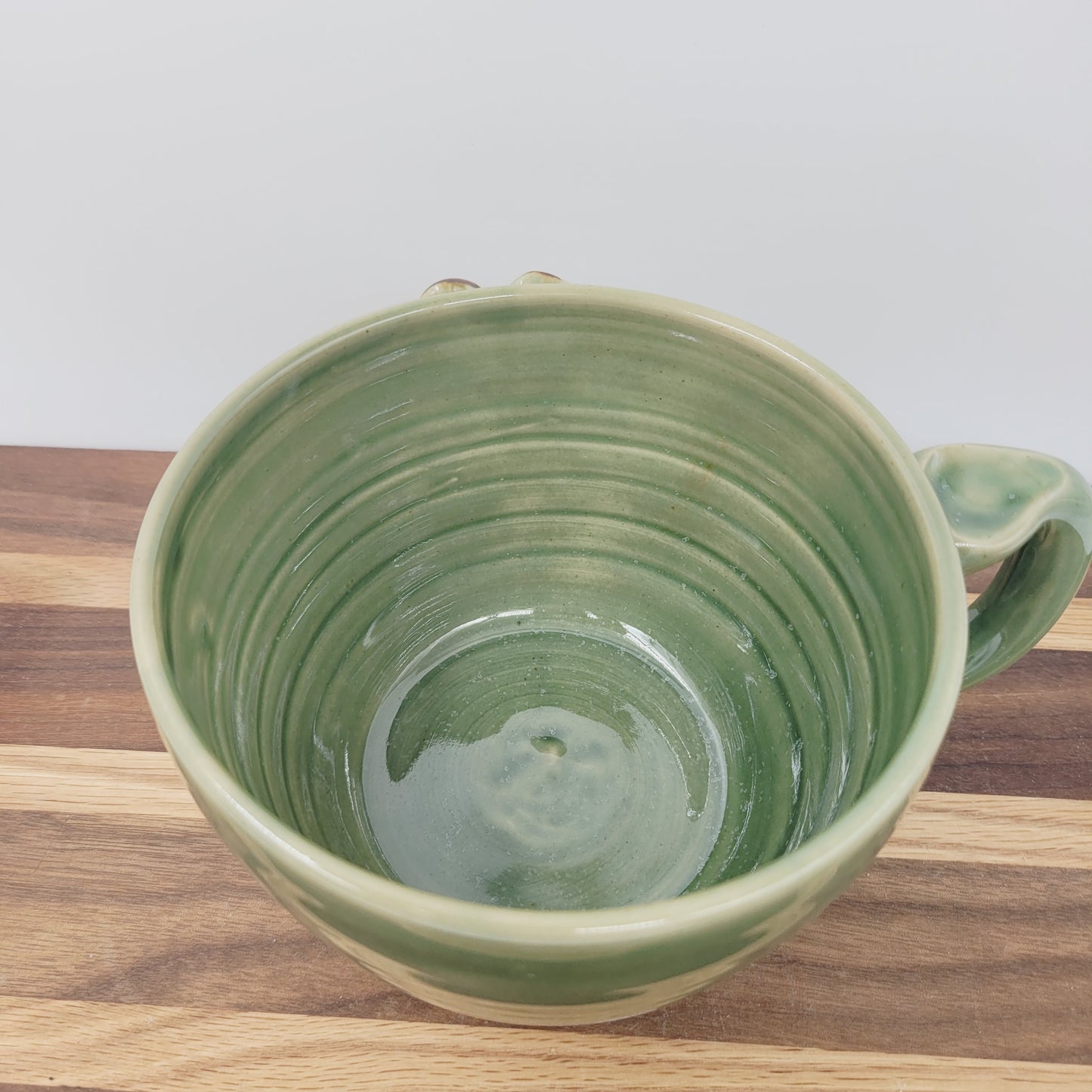 Farmhouse Rooster Soup Mug | Chicken Collector Bowl with Handle | Handmade Stoneware Clay Pottery | Green | Nelson Studio Ug Chug