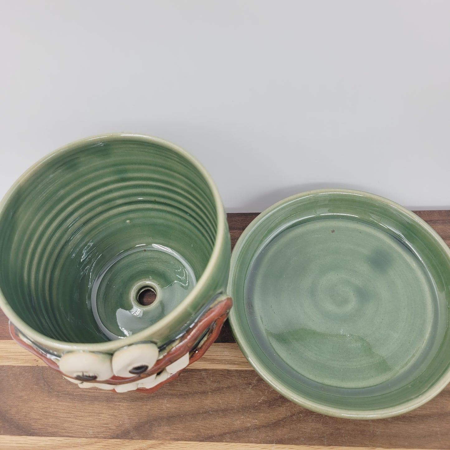 Handmade Pottery Face Planter | Cheerful Gardening Container Pot| Green | Nelson Studio Ug Chug