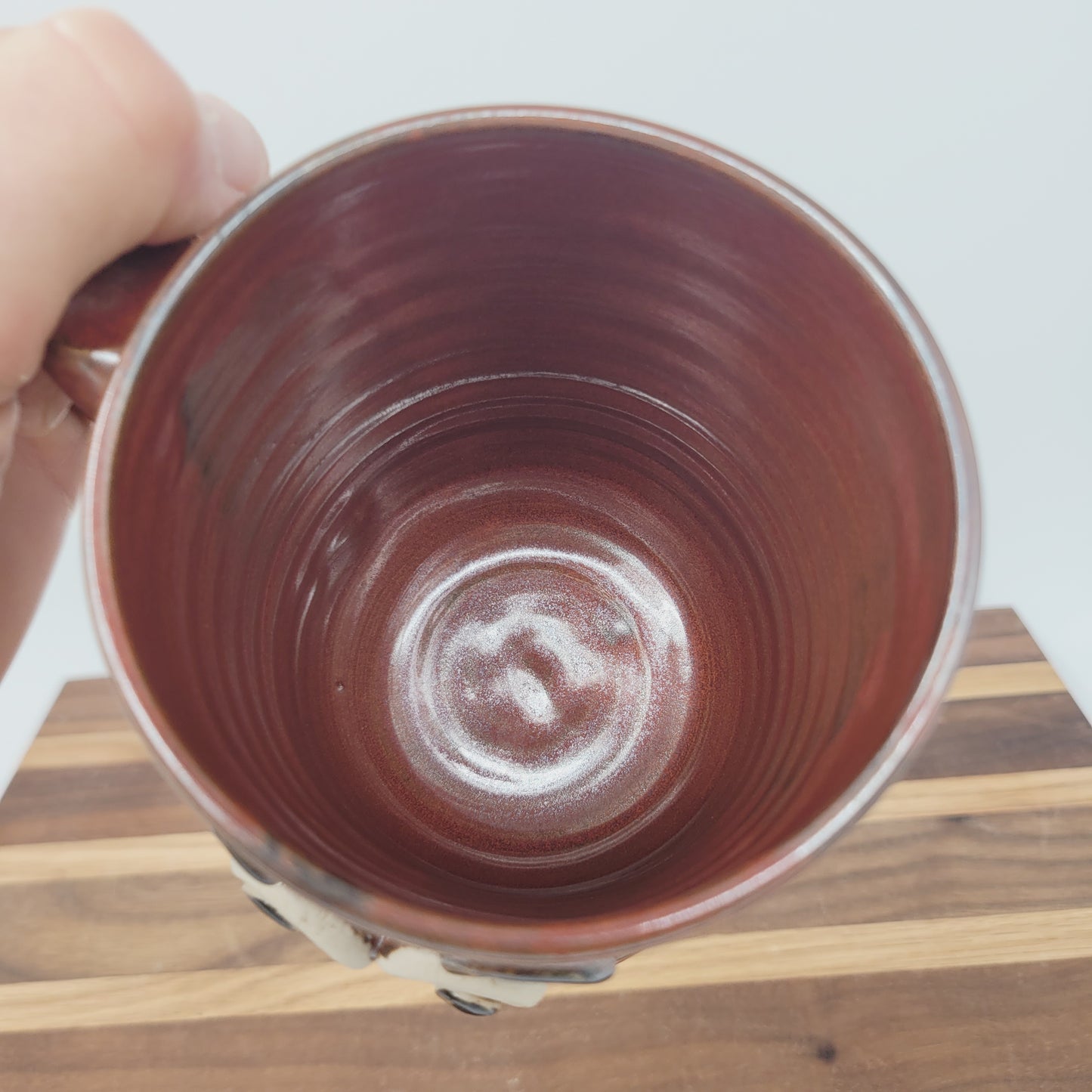 Smiley Face Mug | 16 Ounces | Cinnamon Red | Handmade Stoneware Pottery Coffee Cups