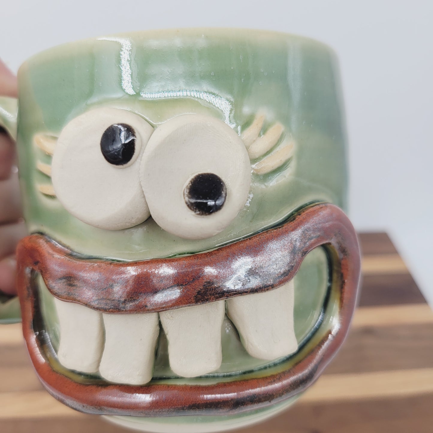 Crazy Coffee Cup | Funny Woman Smiley Face Mug | Unique Handmade Stoneware Pottery | Gift for Mom