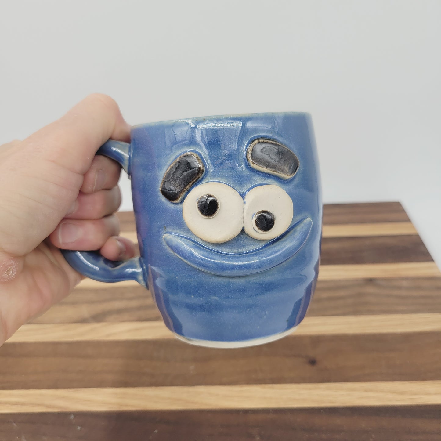New Parent Coffee Cup | Funny Father Gift Idea for New Dad | Blue Pottery Mug for Him