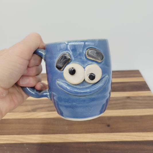 New Parent Coffee Cup | Funny Father Gift Idea for New Dad | Blue Pottery Mug for Him