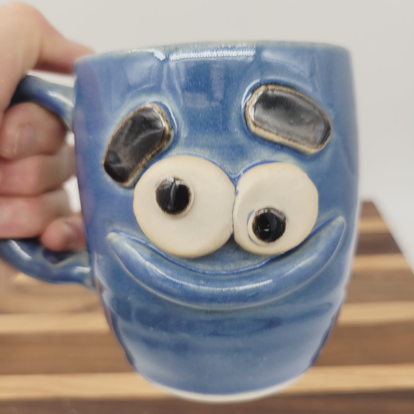 New Parent Coffee Cup | Funny Father Gift Idea for New Dad | Blue Pottery Mug for Him