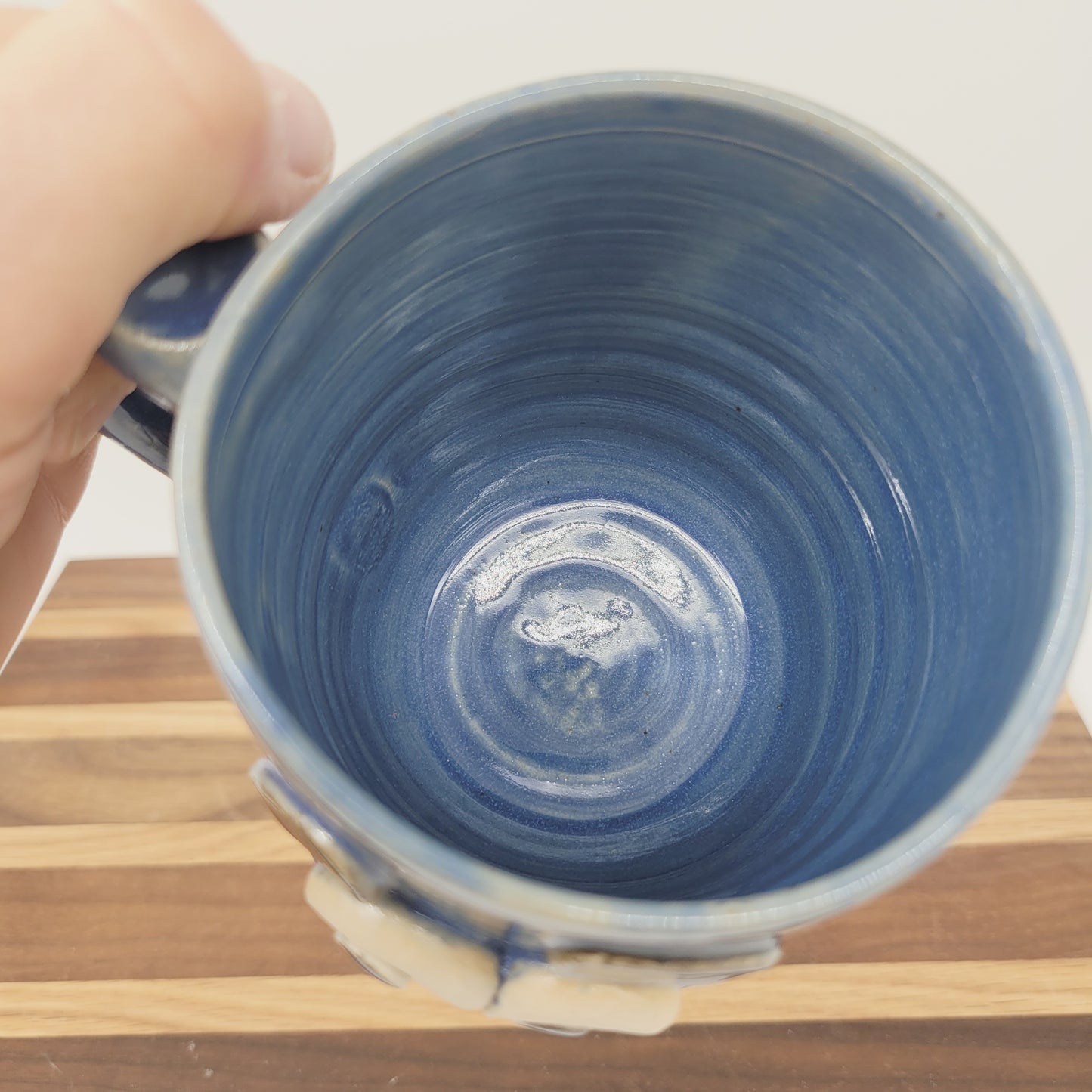New Parent Coffee Cup | Funny Father Gift Idea for New Dad | Blue Pottery Mug for Him