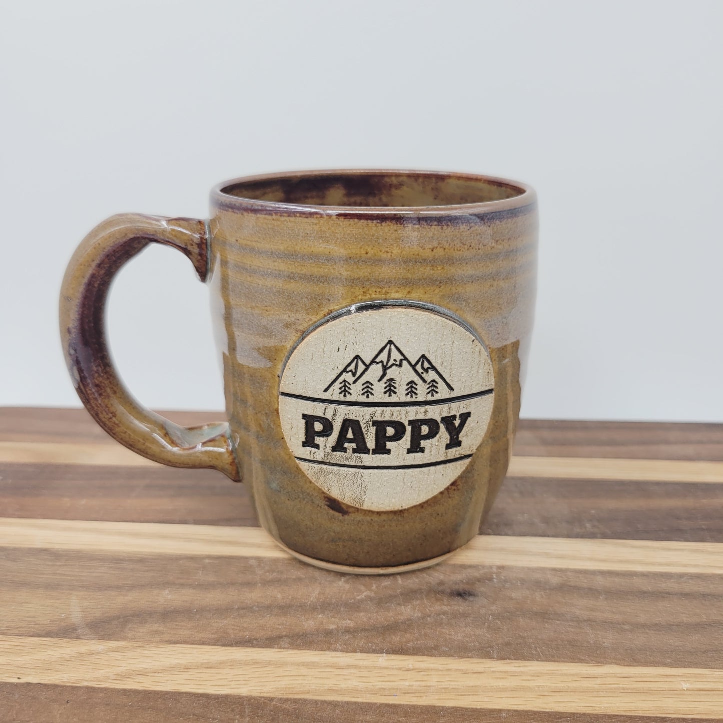 Pappy Mug | Handmade Stoneware Pottery | Rustic Blue Brown | Gifts for Grandparent | Mountain Theme
